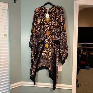 NWT Free People Magic Dance Boho Kimono Duster black orange tan one size